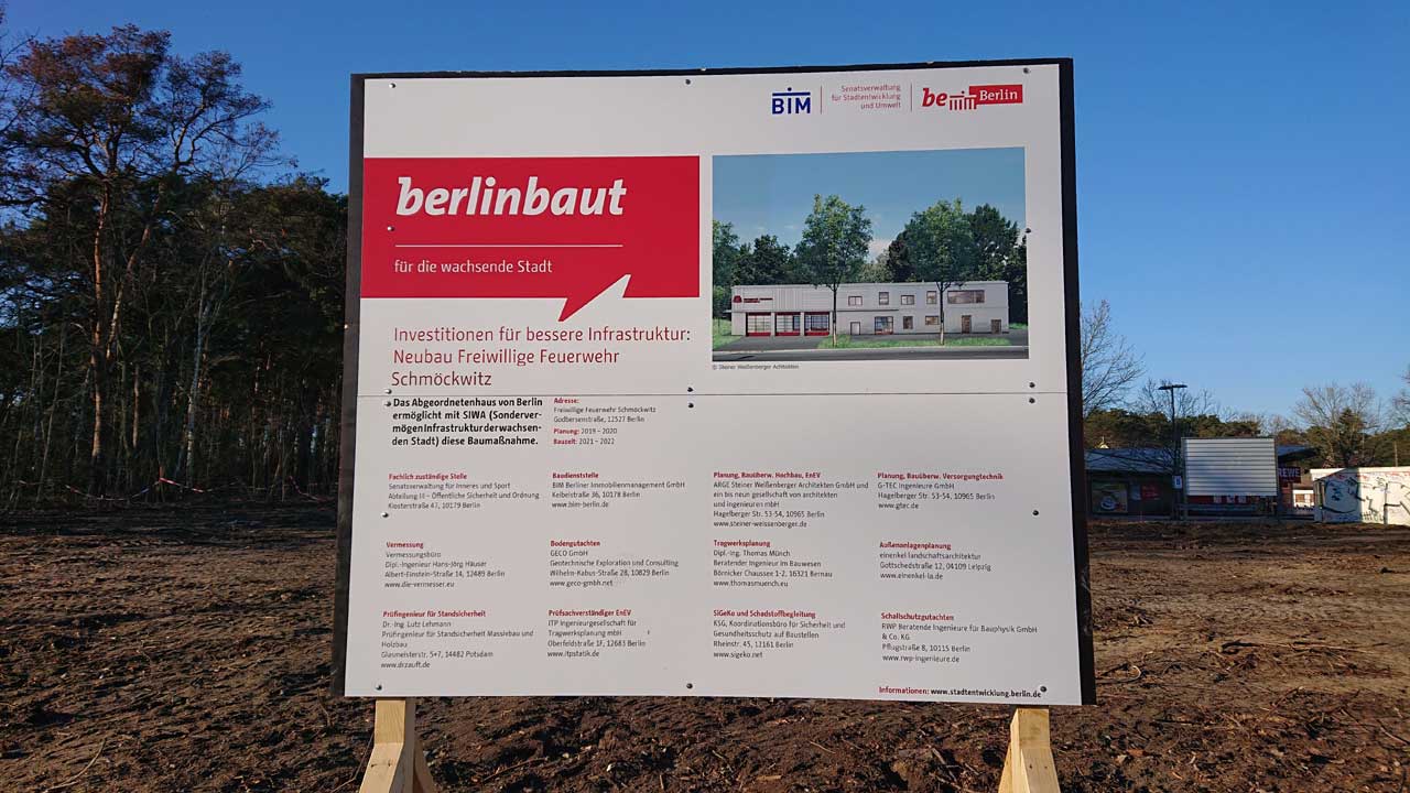 Investition für bessere Infrastruktur - Neubau Feuerwache Schmöckwitz