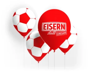 Rote und weiße Ballons mit Eisern statt einsam Schriftzug als Symbol für Hilfe gegen Einsamkeit in Köpenick