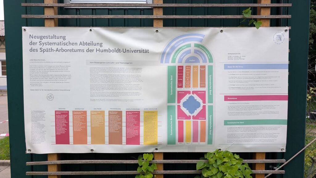 Hinweistafel zur Neugestaltung im Späth-Arboretum