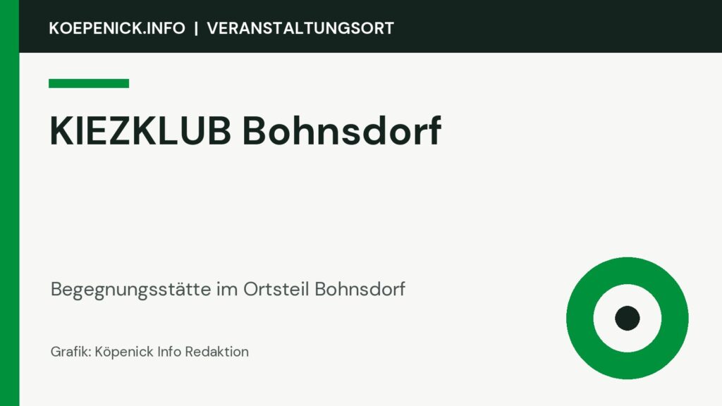 KIEZKLUB Bohnsdorf als Veranstaltungsort