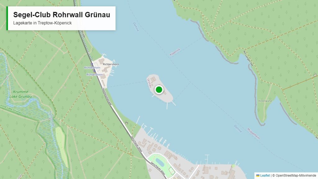 Lagekarte des Segel-Clubs Rohrwall auf der Großen Rohrwallinsel im Langen See