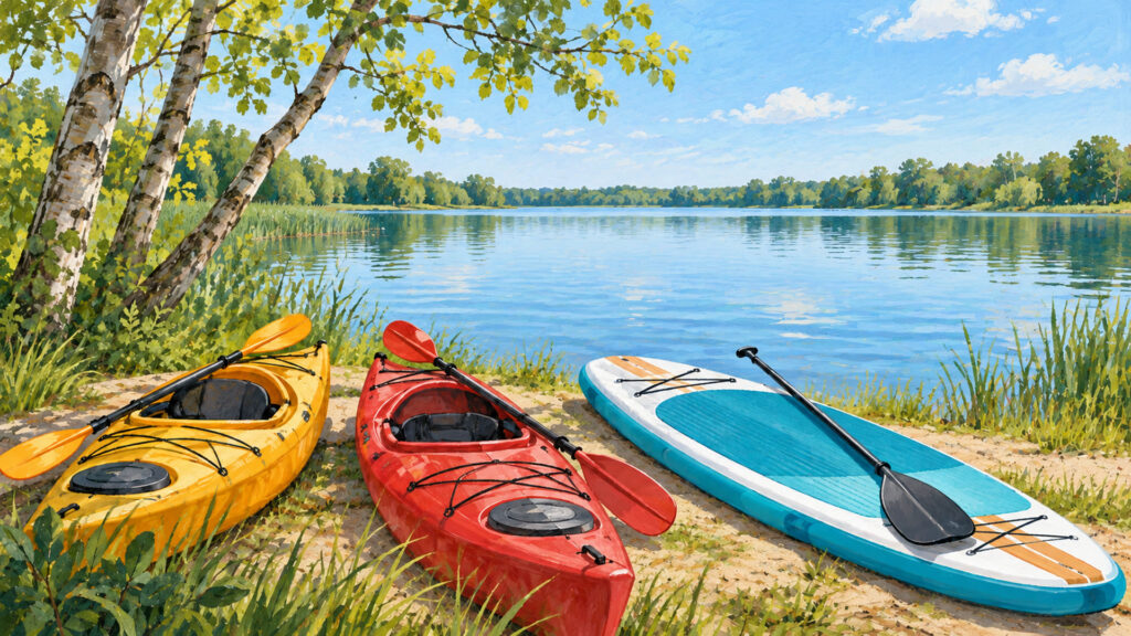 KI-Illustration: Kanu und Stand-up-Paddling