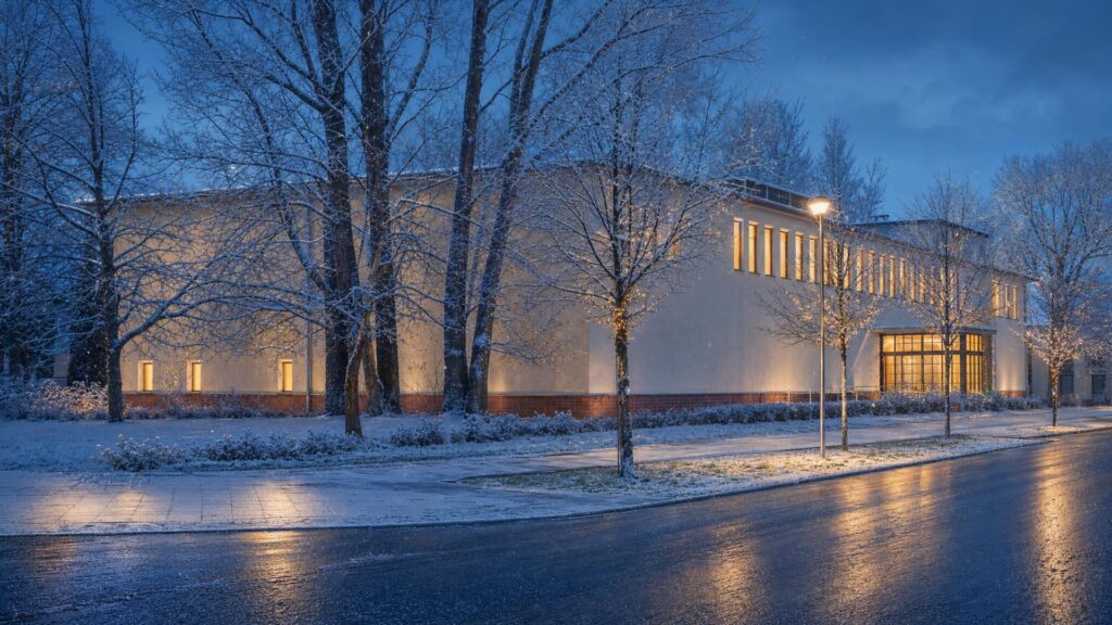 WISTA Adlershof – winterliche Gebäudeillustration