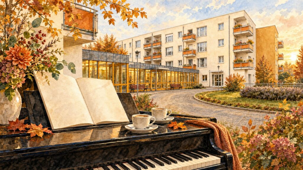 Wuhletreff Jubiläum als herbstliche Aquarellillustration