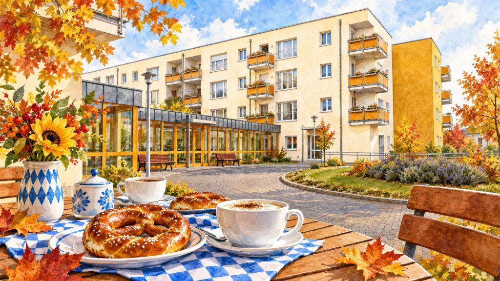 Wuhletreff Oktoberfest als herbstliche Aquarellillustration